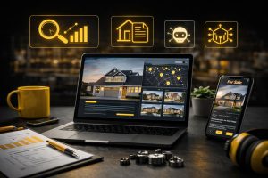 Workflow AI pemasaran properti yang terintegrasi dari riset area, analisis data pasar, hingga pembuatan materi iklan digital tanpa kehadiran manusia.