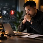 Profesional bisnis menelaah strategi hukum untuk melindungi reputasi bisnis online dari serangan dan pencemaran nama baik di internet