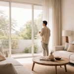 Pencahayaan alami rumah pada ruang tamu minimalis yang menciptakan suasana hangat, tenang, dan nyaman bagi penghuni