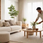 Interior rapi nyaman dengan ruang keluarga minimalis yang tenang, fungsional, dan estetik untuk menciptakan suasana rumah lebih hangat dan nyaman